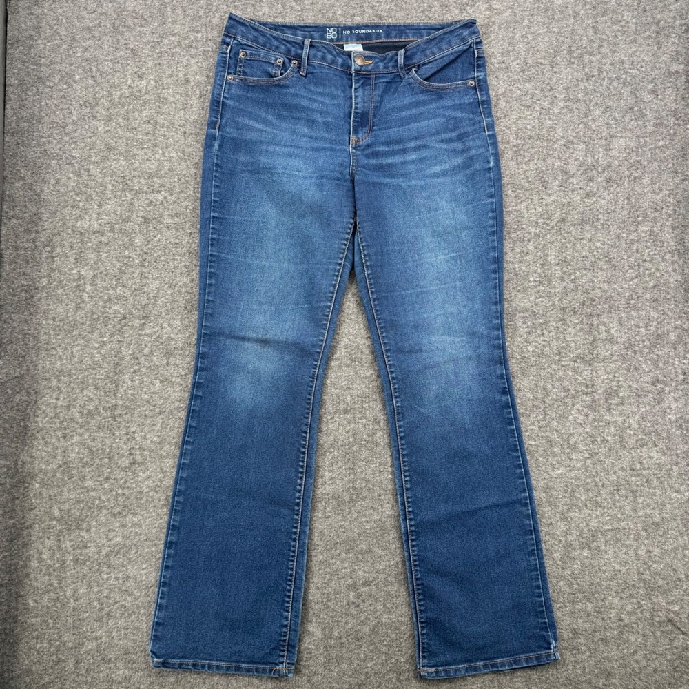No Boundaries Womens Medium Wash Stretch Bootcut Jeans Size 13 Blue Denim Tall